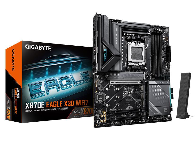 GIGABYTE X870E EAGLE X3D WF7 AMD AM5 ATX Motherboard, Supports AMD